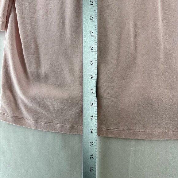 Lands End Top Womens Sz M Supima Micro Modal 3/4 Sleeve Notch Neck Tunic Pink - Picture 9 of 11